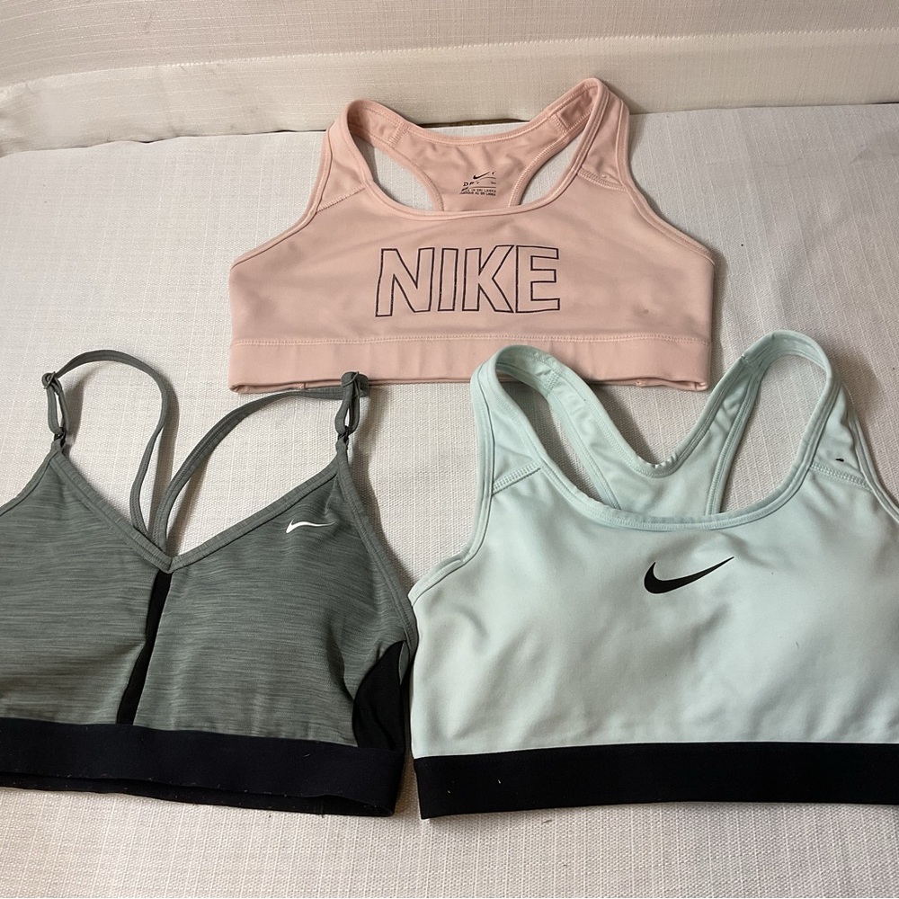 Nike Pink and Gray Sports Bras Moisture-Wicking Racerback